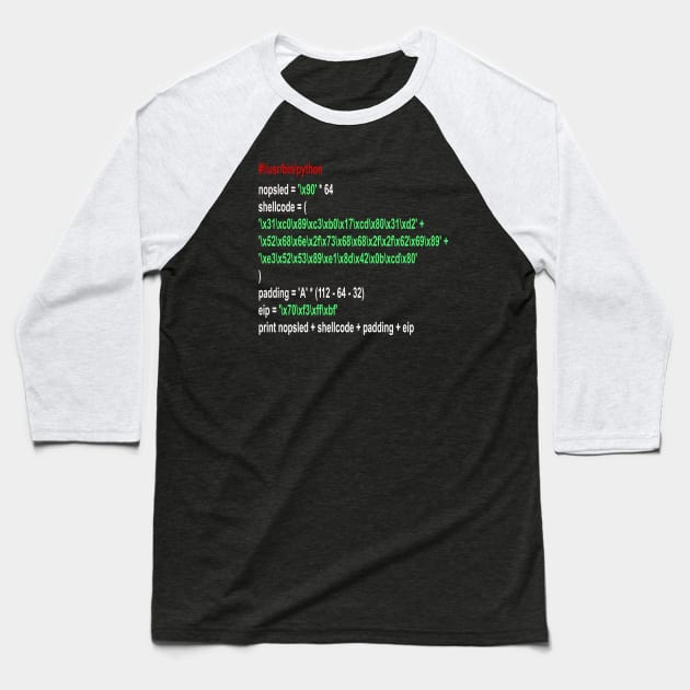 Cyber security - Hacker - Buffer Overflow Shellcode Baseball T-Shirt by Cyber Club Tees